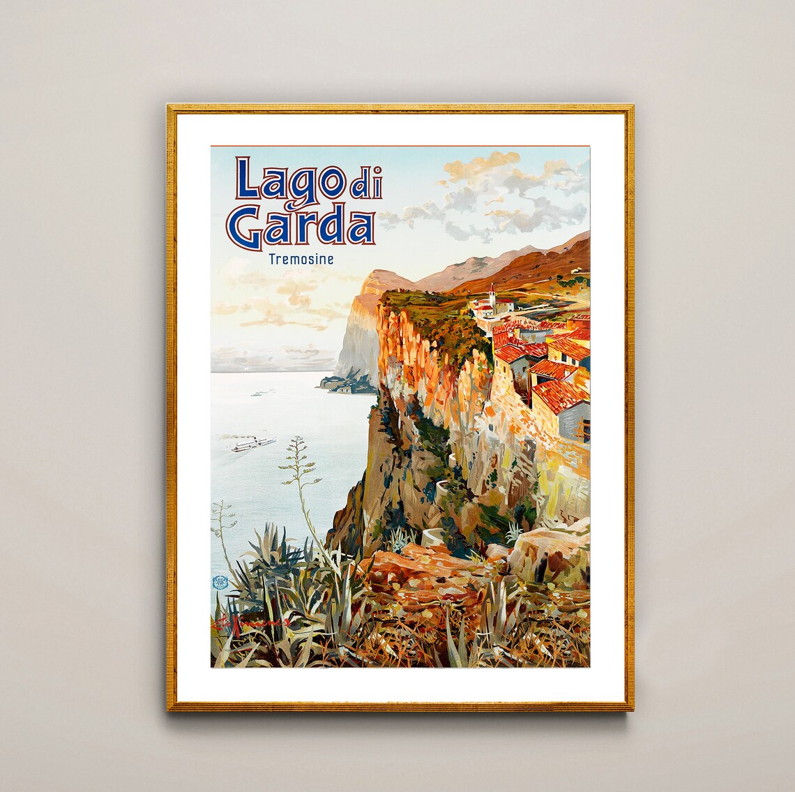 Lago Di Garda Tremosine Italy Vintage Travel Poster