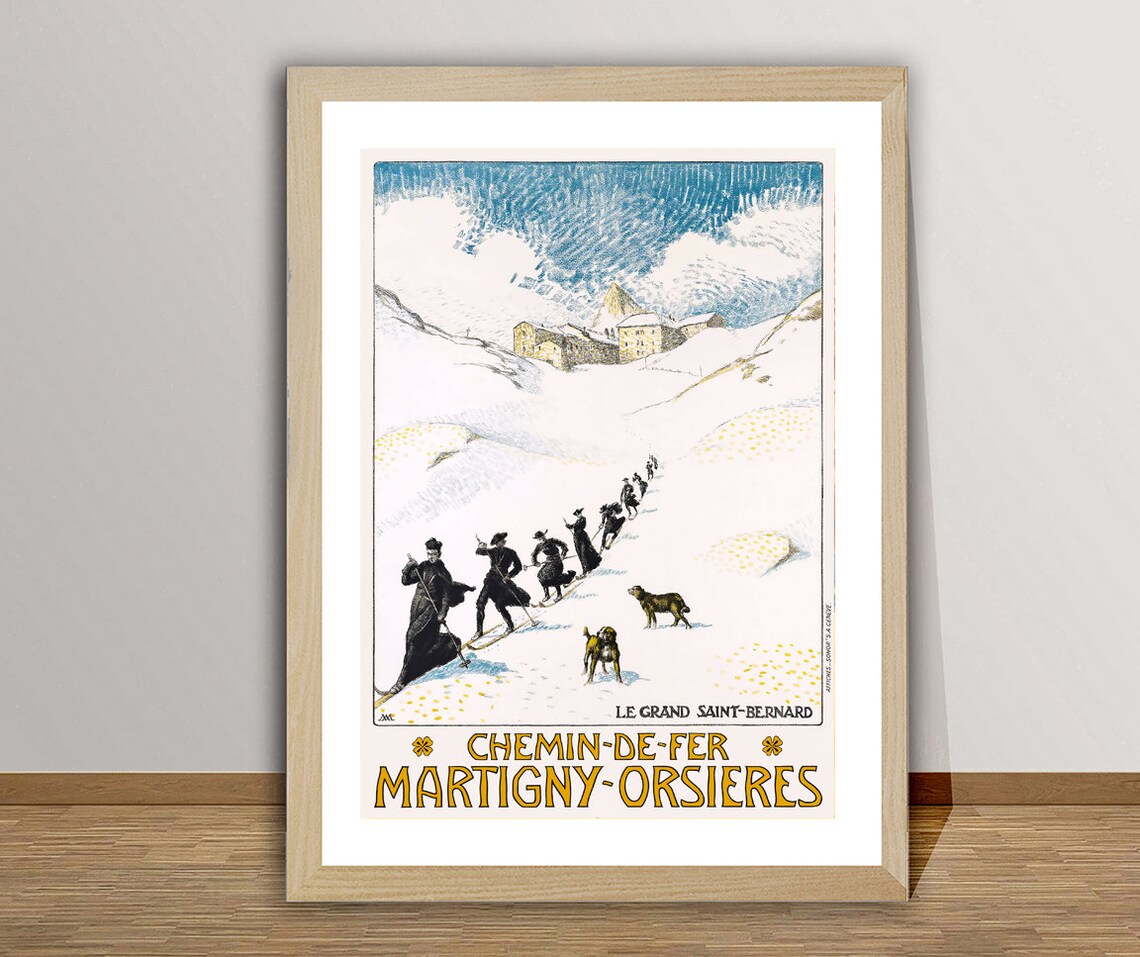 Chemin De Fer Martigny Orsieres Vintage Travel Poster - Image 2