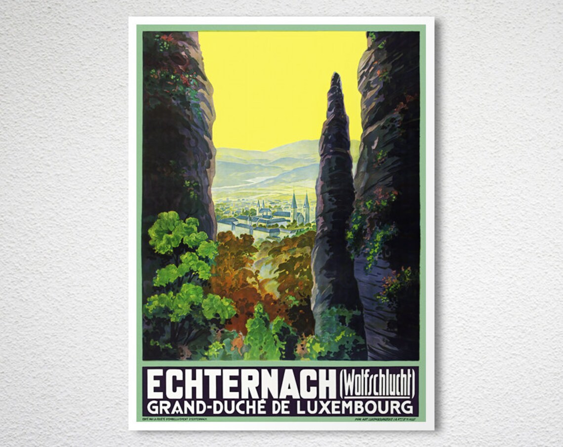 Echternach Grand Duche De Luxembourg Vintage Travel Poster - Image 2