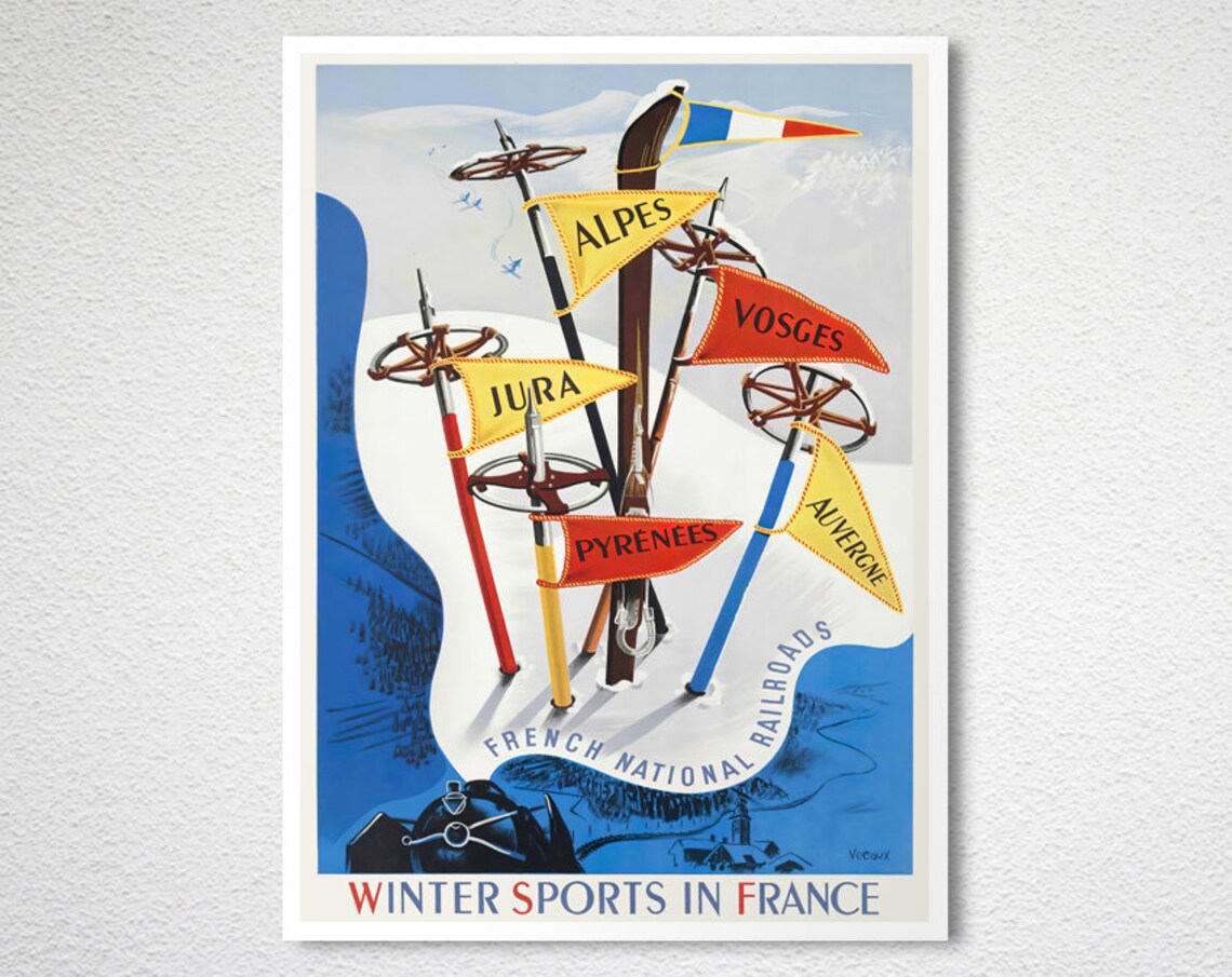 Winter Sports In France Vintage Travel Poster - Image 2