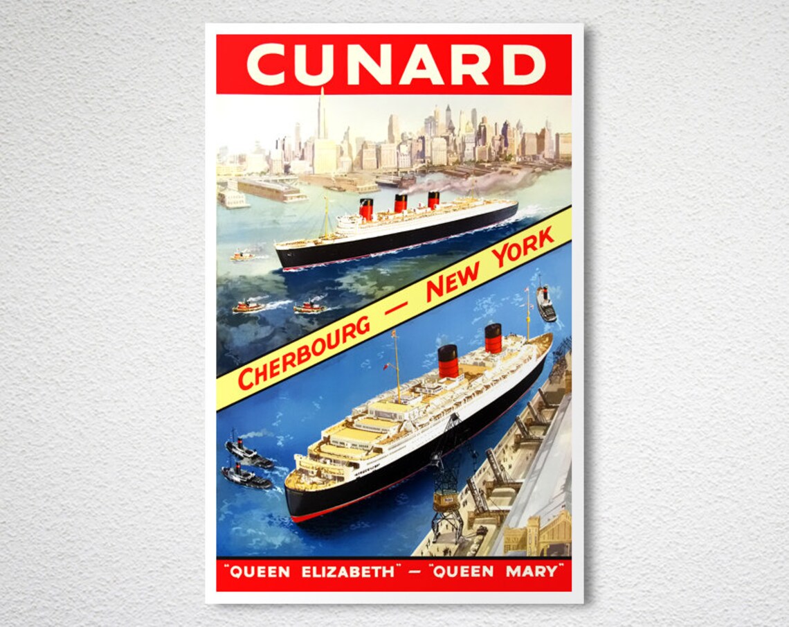 Cunard Vintage Travel Poster, Ocean Service - Image 2