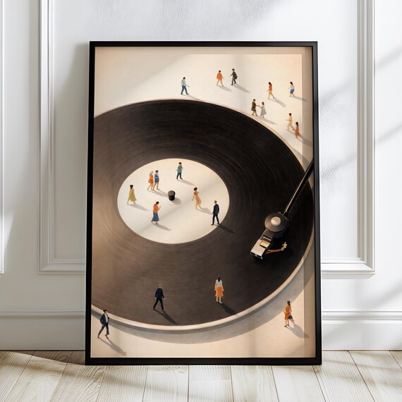 Vinyl Record Figure Scene, Modern Music Art Print