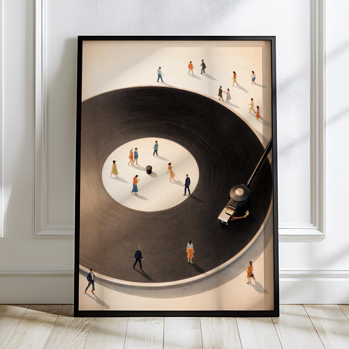 Vinyl Record Figure Scene, Modern Music Art Print