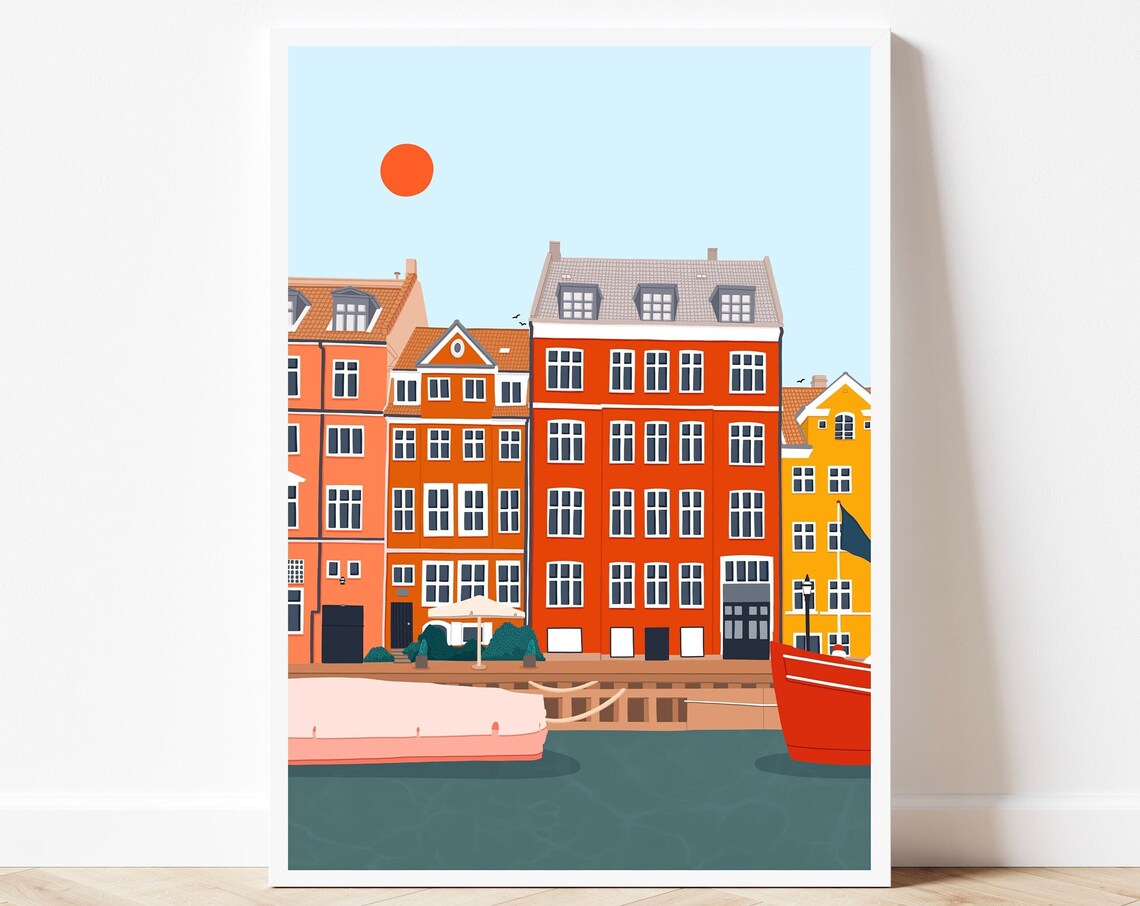 Copenhagen Nyhavn Harbour Colourful Houses Daytime Art Print