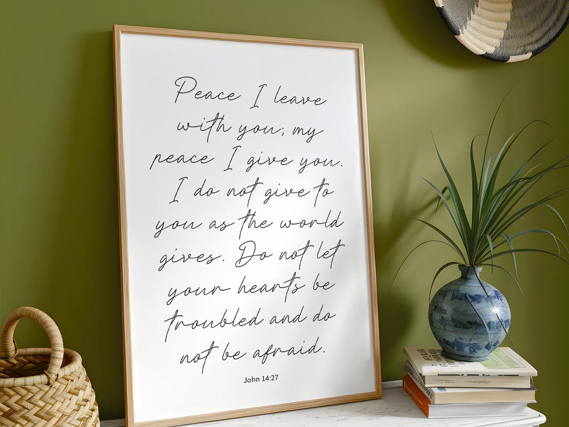 John 14:27 Bible Verse Art Print, Christian Decor