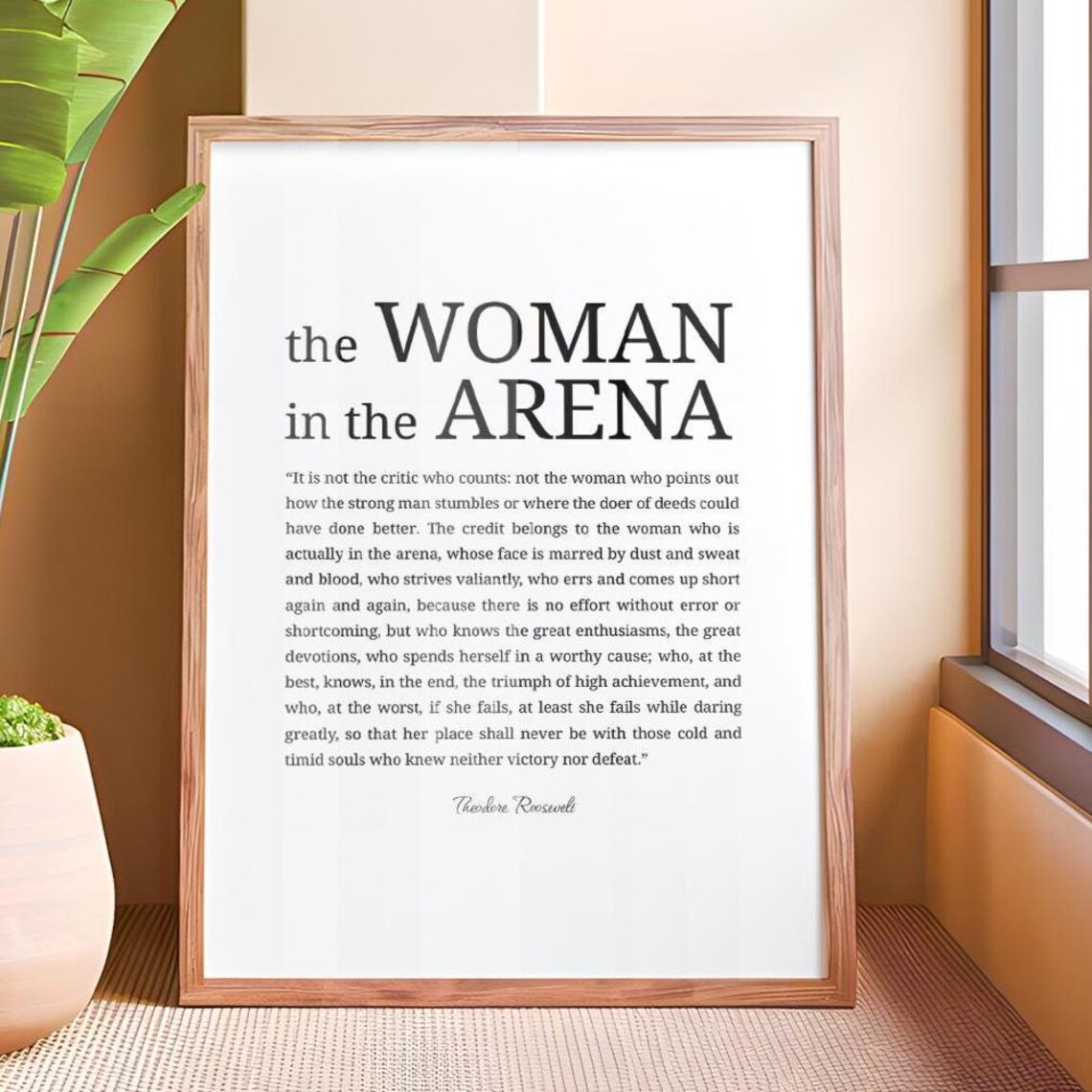 The Woman In The Arena Theodore Roosevelt Quote Empowerment Poster