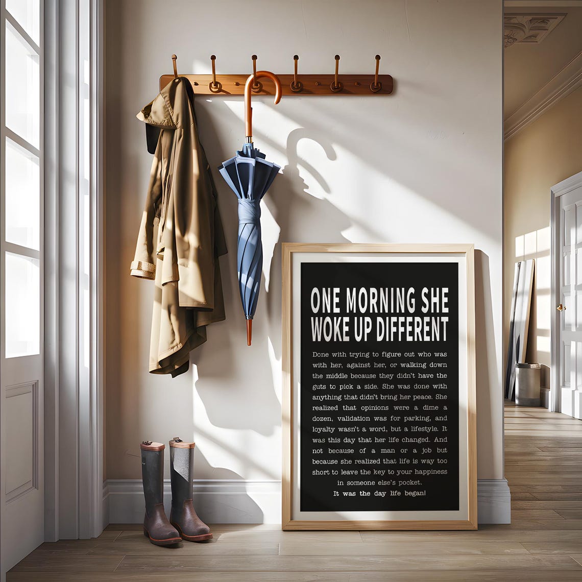 One Morning She Woke Up Different Bold Empowerment Quote Black Poster - Image 3