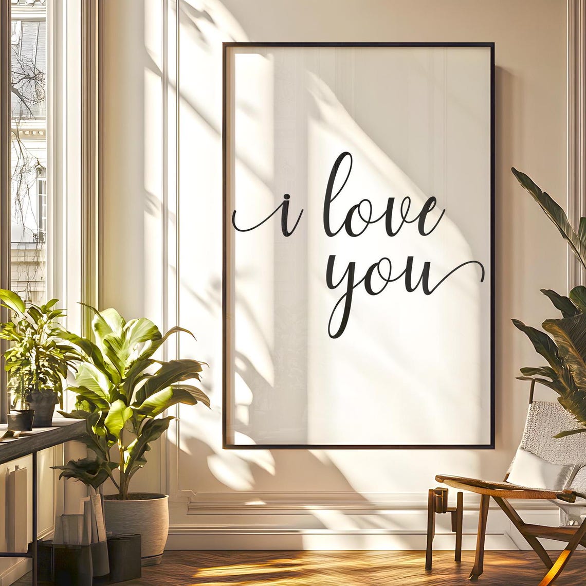I Love You Script Typography Minimalist Romantic Bedroom Quote Poster