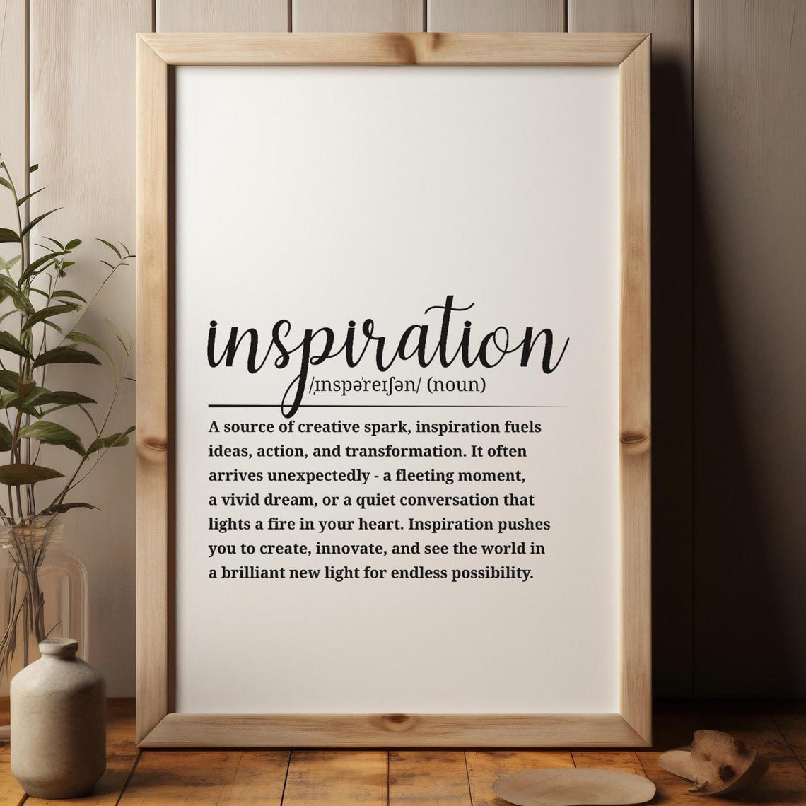 Inspiration Definition Script Typography Motivational Word Art Poster