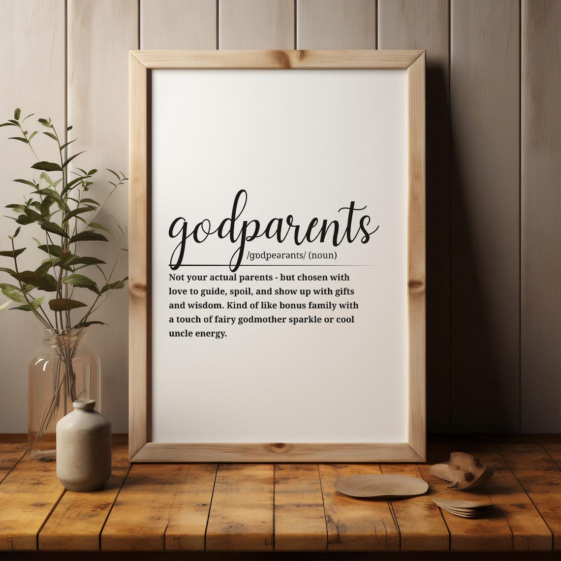 Godparents Definition Script Typography Family Word Art Quote Poster - Image 3