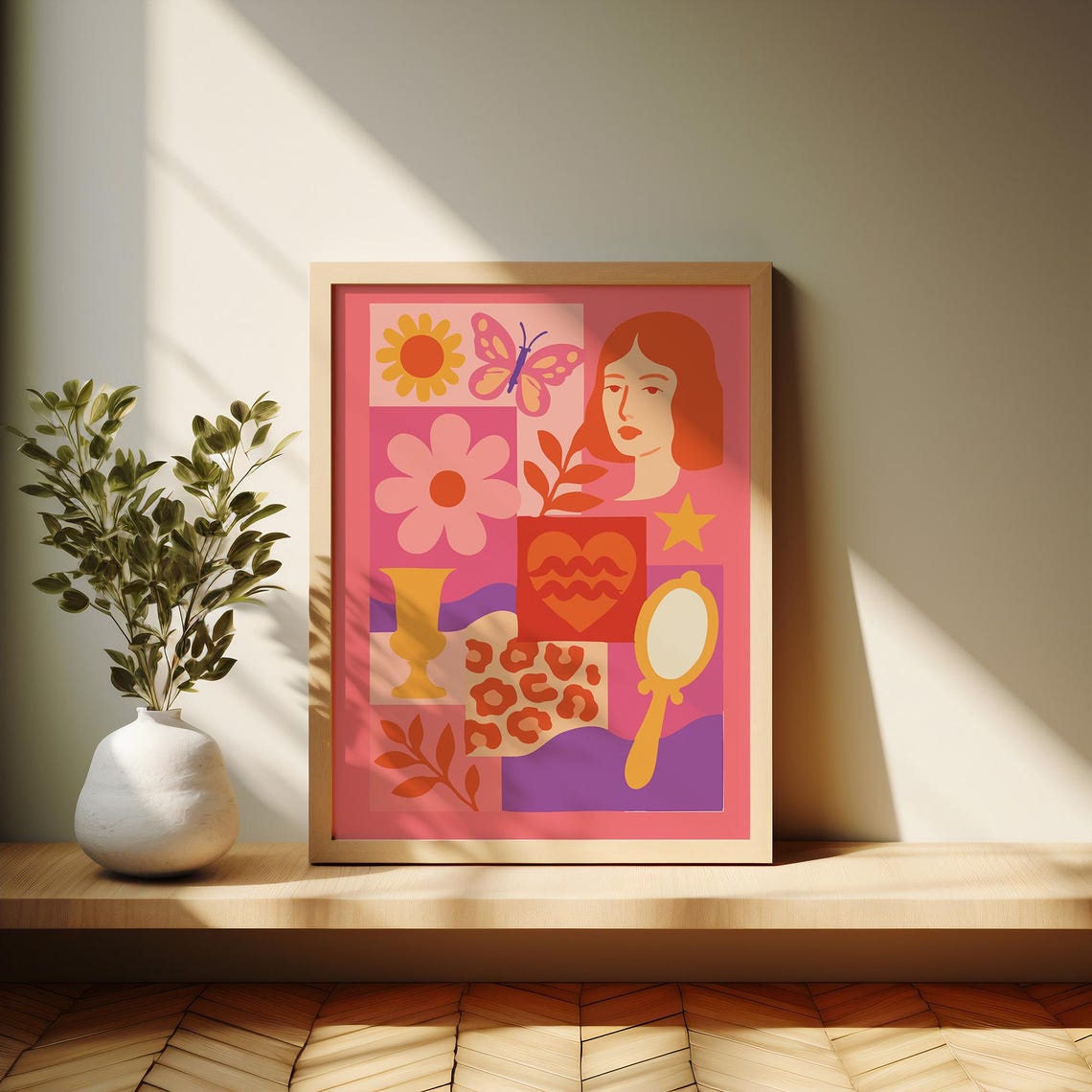 Boho Woman Abstract Face Collage Colorful Feminine Modern Decor Poster - Image 3