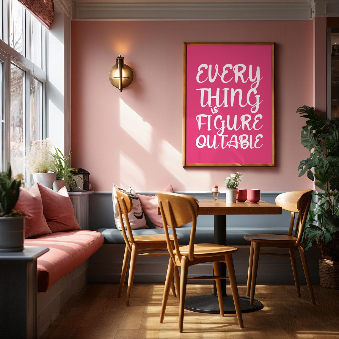 Everything Is Figureoutable White On Pink Trendy Quote Poster - Image 3
