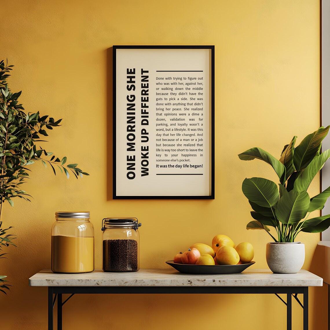 One Morning She Woke Up Different Minimalist Vertical Typography Poster - Image 2