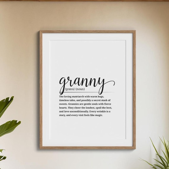 Heartfelt Granny Definition Dictionary Poster Loving Grandma Gift Tribute