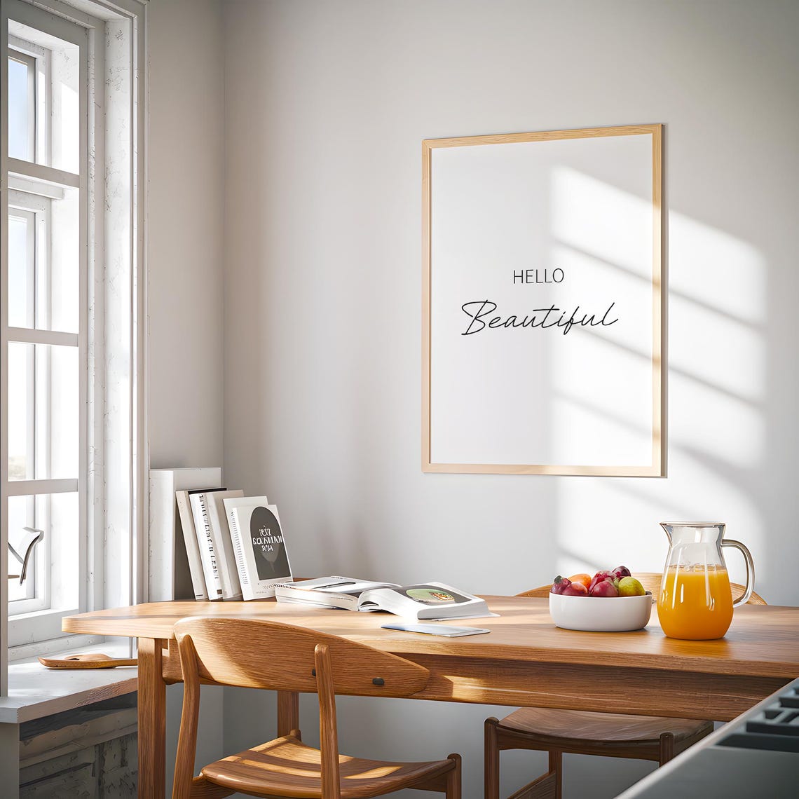 Hello Beautiful Thin Script Typography Morning Affirmation Poster - Image 4