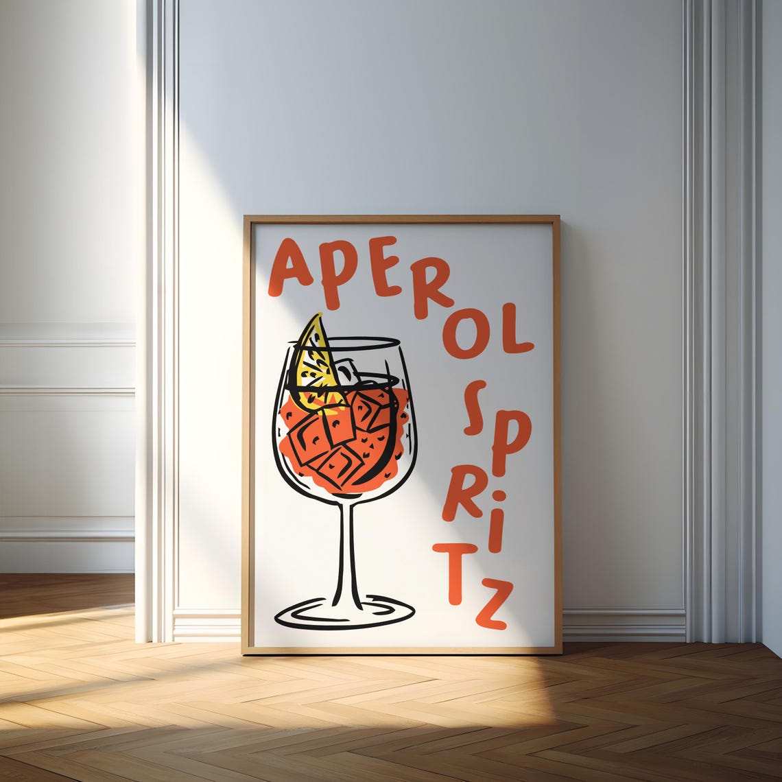 Aperol Spritz Arched Typography Doodle Cocktail Glass Poster - Image 2
