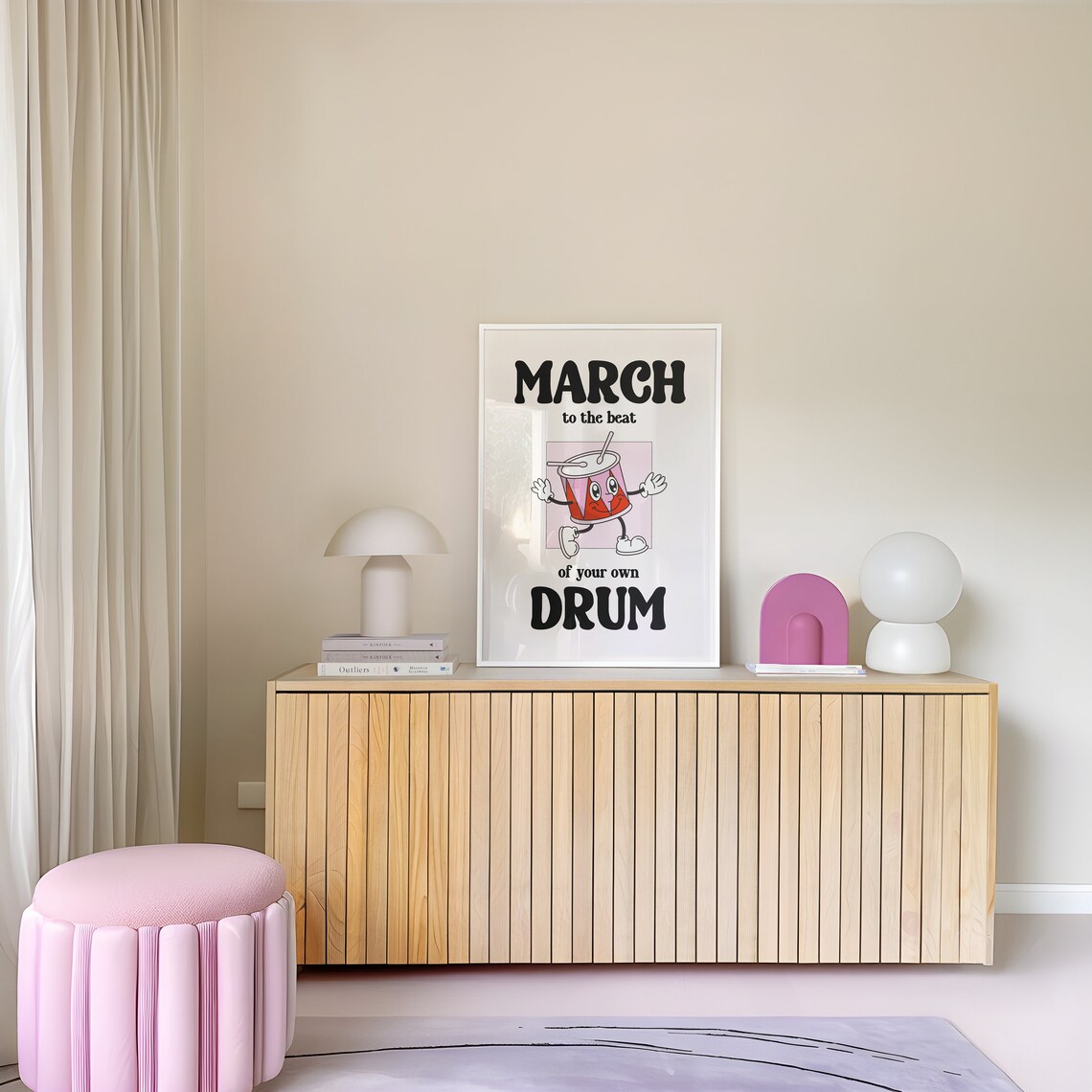 March to the Beat of Your Own Drum Retro Mascot Motivational Poster - Image 2
