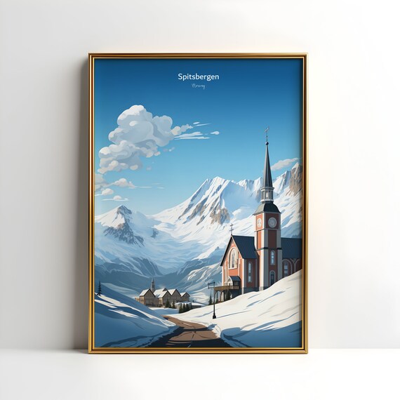 Spitsbergen Travel Poster, Scandinavian Design