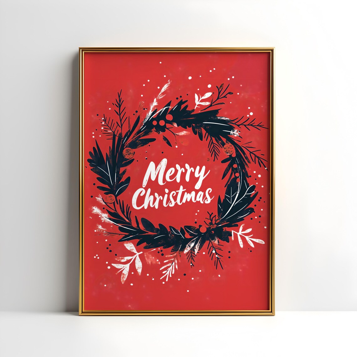 Weihnachtskranz Minimalistisch, Christmas Poster Print