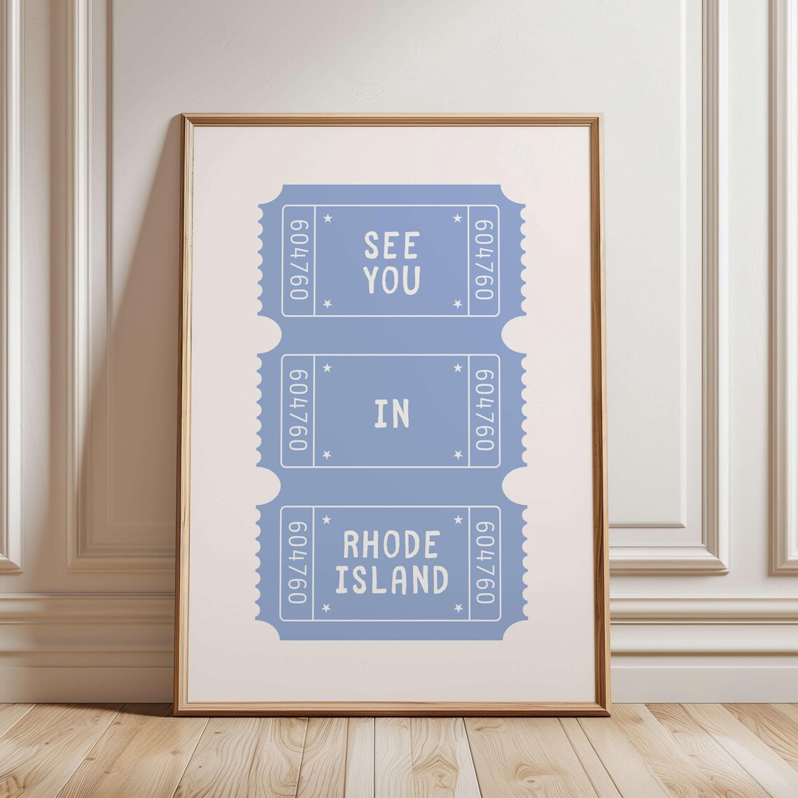See You In Rhode Island Ticket Stub Blue Travel Souvenir Poster