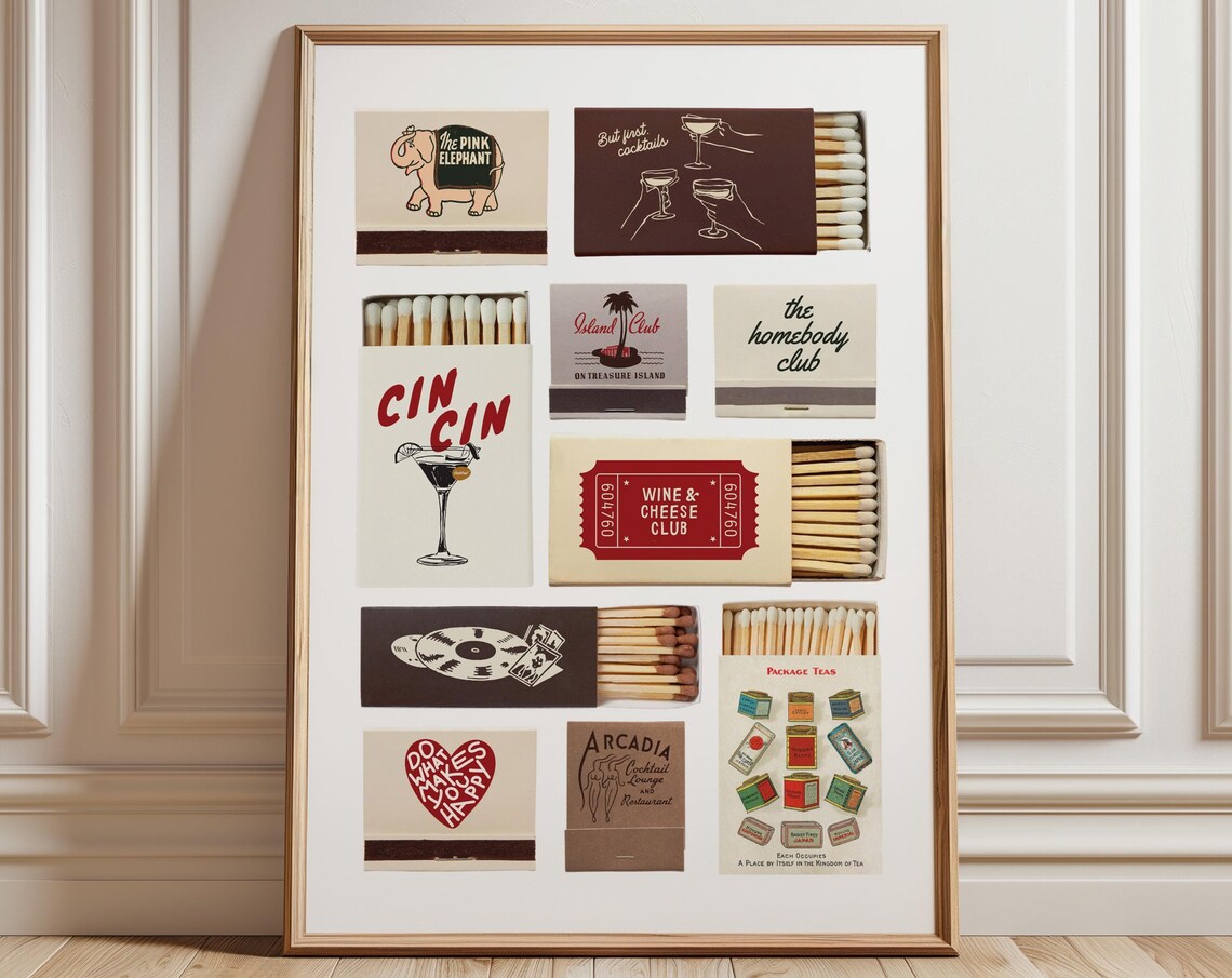 Vintage Matchbox Poster, Retro Matchbook Aesthetic - Image 3