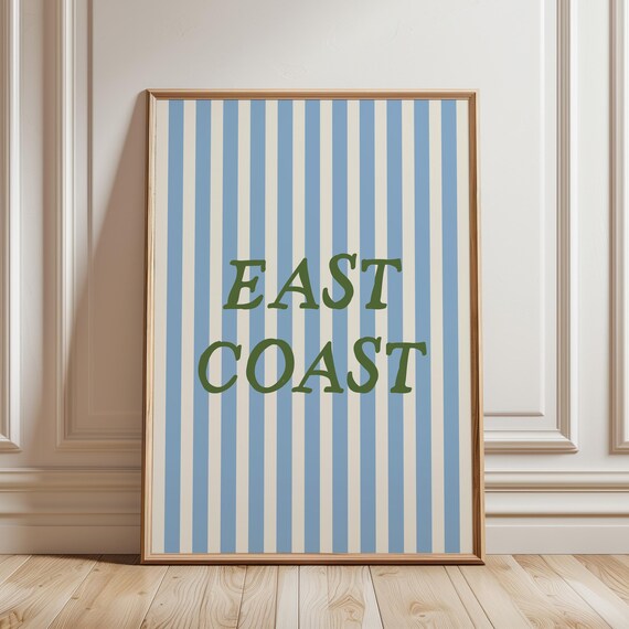 East Coast Striped Print, Trendy Beach Coastal Decor