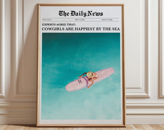 Grainy Coastal Cowgirl Trendy Headline Art Print