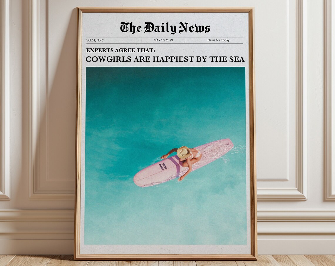 Grainy Coastal Cowgirl Trendy Headline Art Print