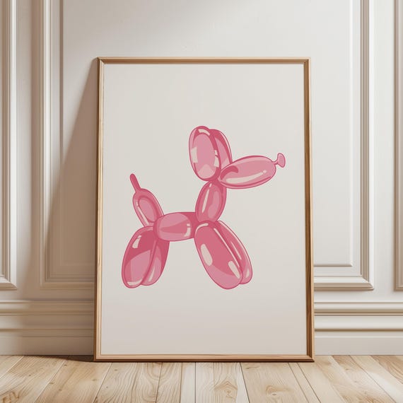 Balloon Dog Print, Pink Preppy Nursery Art