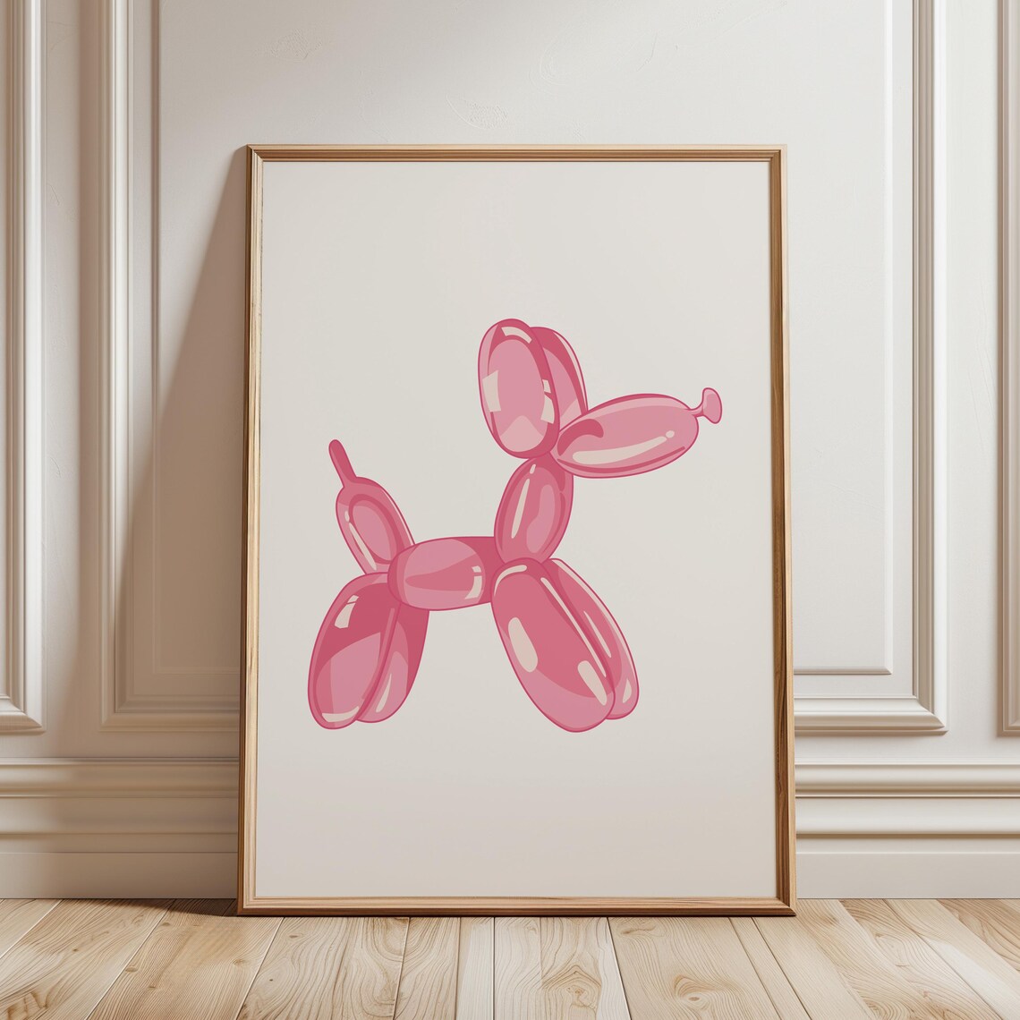 Balloon Dog Print, Pink Preppy Nursery Art