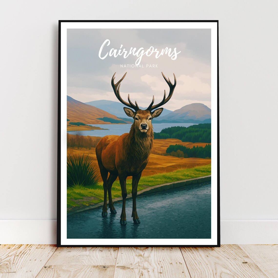 Cairngorms National Park Scotland Red Deer Stag Travel Poster