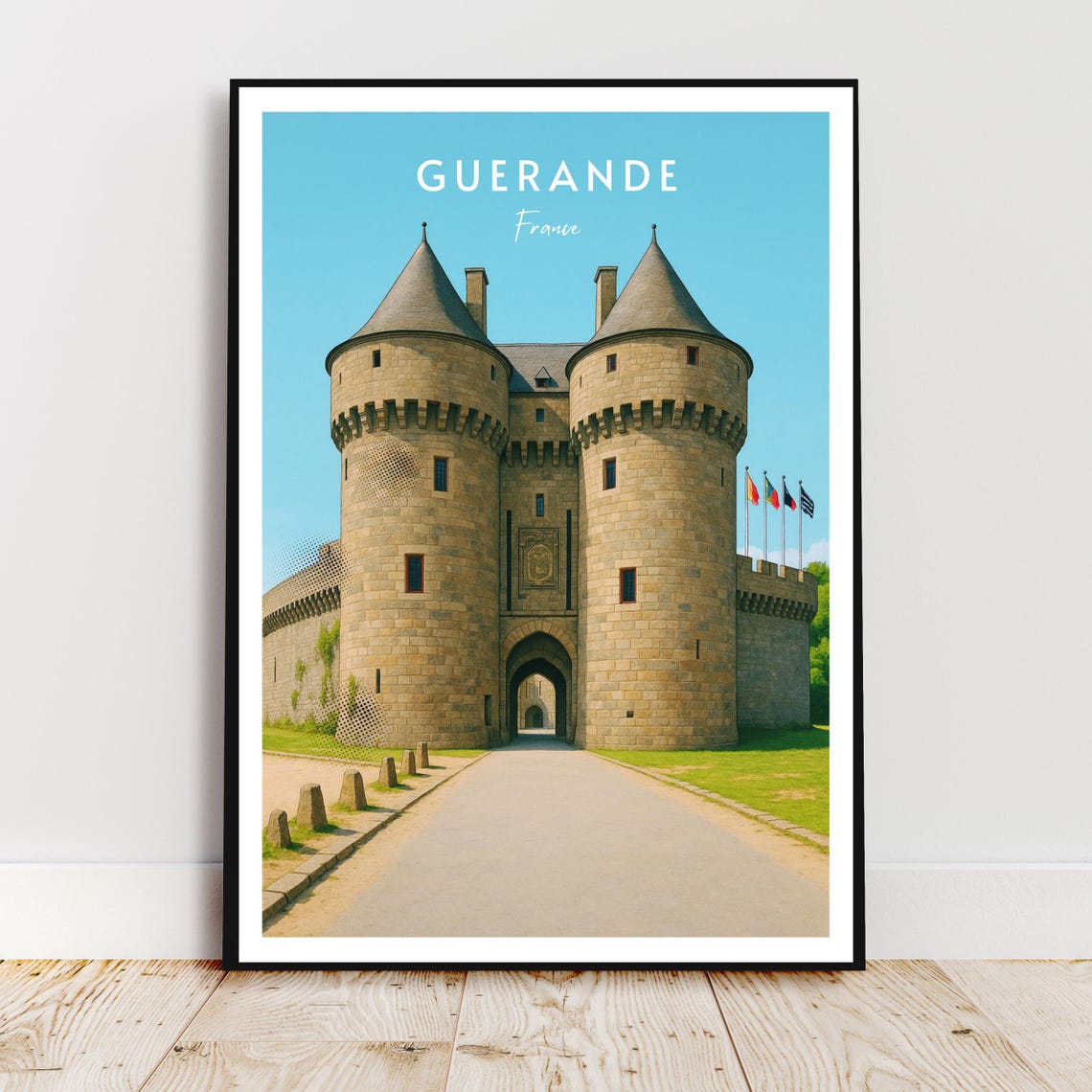 Guerande France Medieval Castle Gate Twin Stone Towers Travel Poster