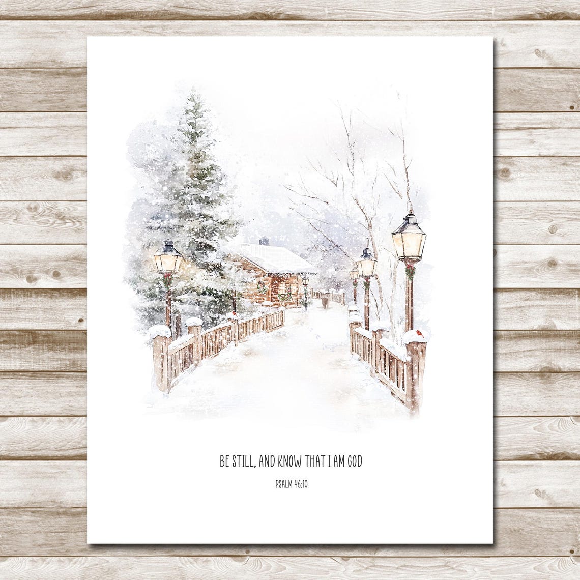 Be Still and Know That I Am God Psalm 46:10 Winter Scene Wall Poster - Image 4