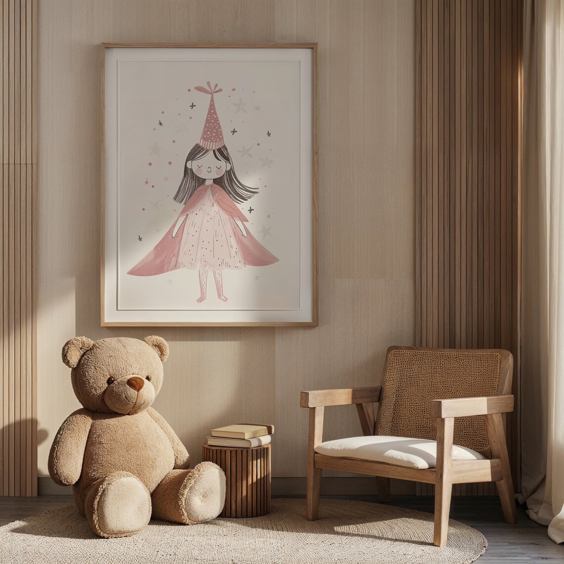 Birthday Party Girl Nursery Art Print, Kids Bedroom