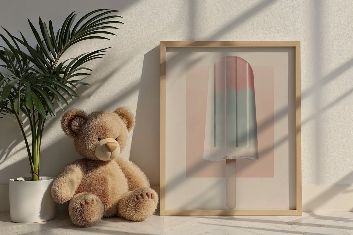 Pastel Pink Blue Popsicle Ice Cream Art Kitchen Nursery Poster - Image 6
