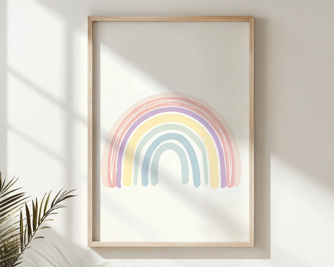 Soft Pastel Rainbow Brushstrokes Nursery Kids Room Decor Poster - Image 5