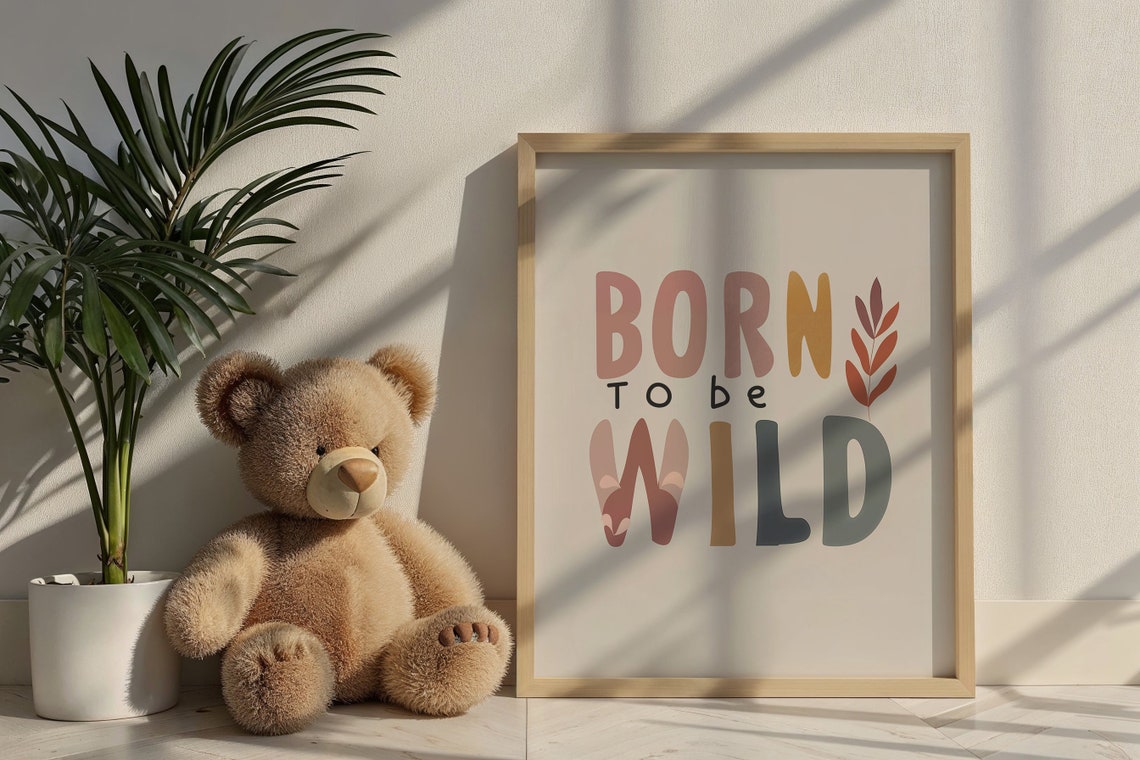 Born To Be Wild Nursery Quote Pastel Typography Kids Bedroom Poster - Image 5