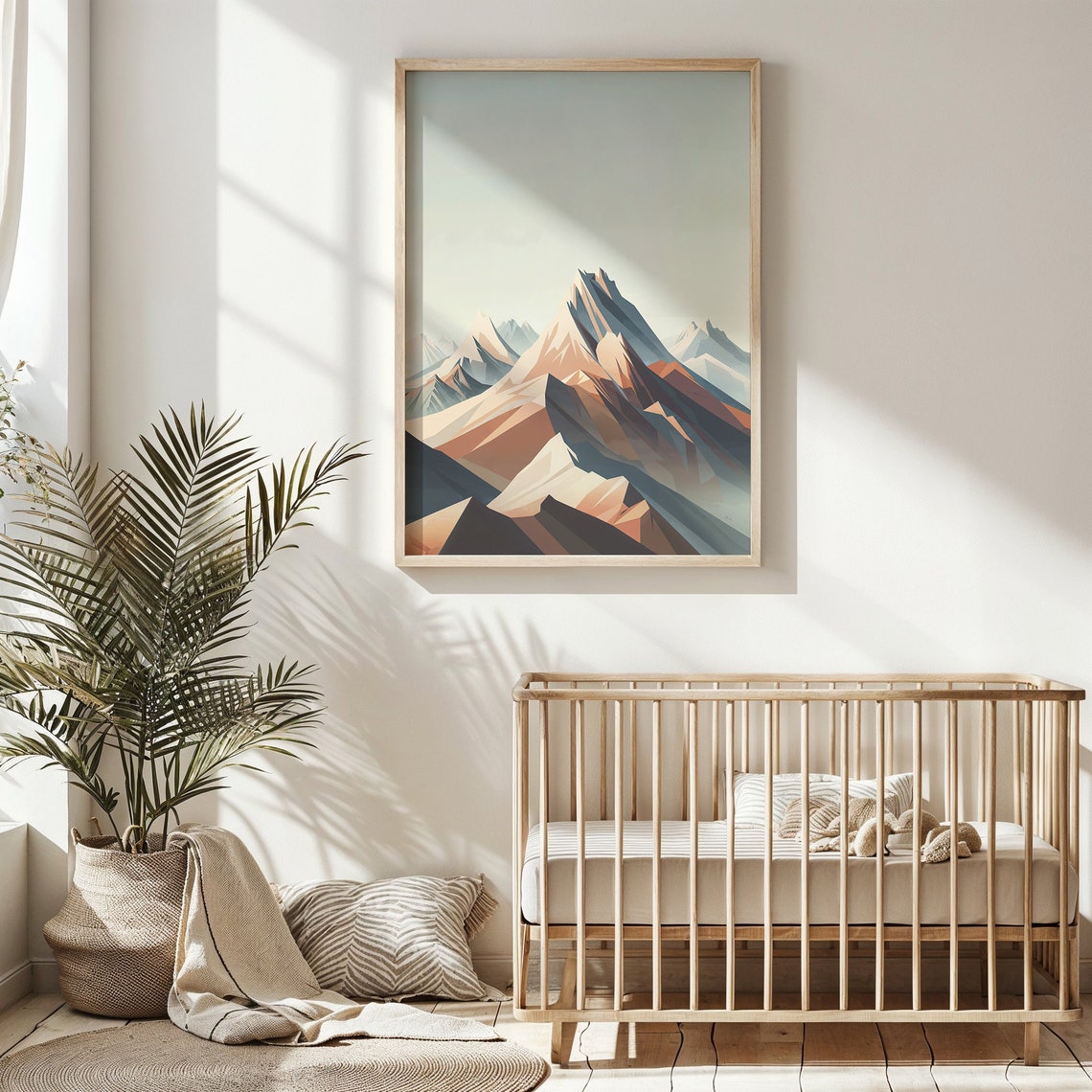 Mountain Landscape Nursery Wall Art Kids Room Decor Abstract Geometric Print Adventure Theme Poster Gift