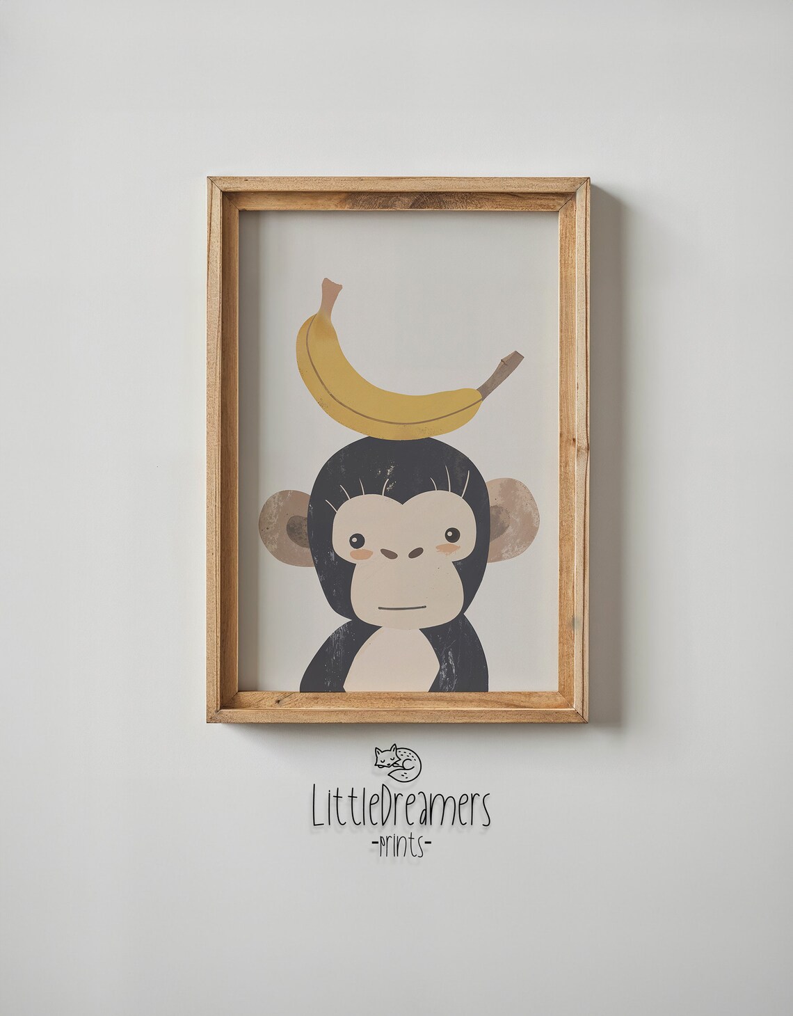Monkey And Banana Nursery Animal Poster, Neutral Tones - Image 5