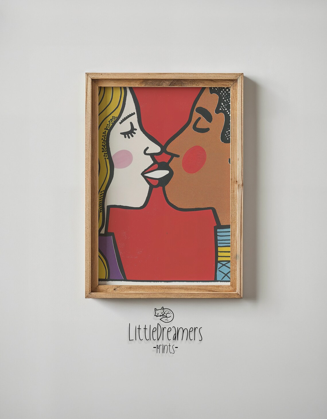 Abstract Couple Kiss Bold Pop Art Love Portrait Red Modern Wall Poster - Image 6