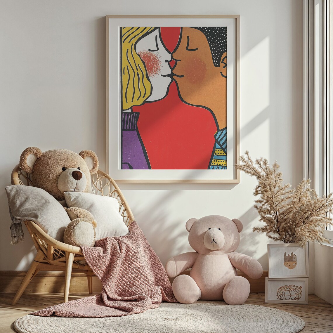 Couple Kiss Abstract Pop Art Love Embrace Colorful Modern Wall Poster - Image 5