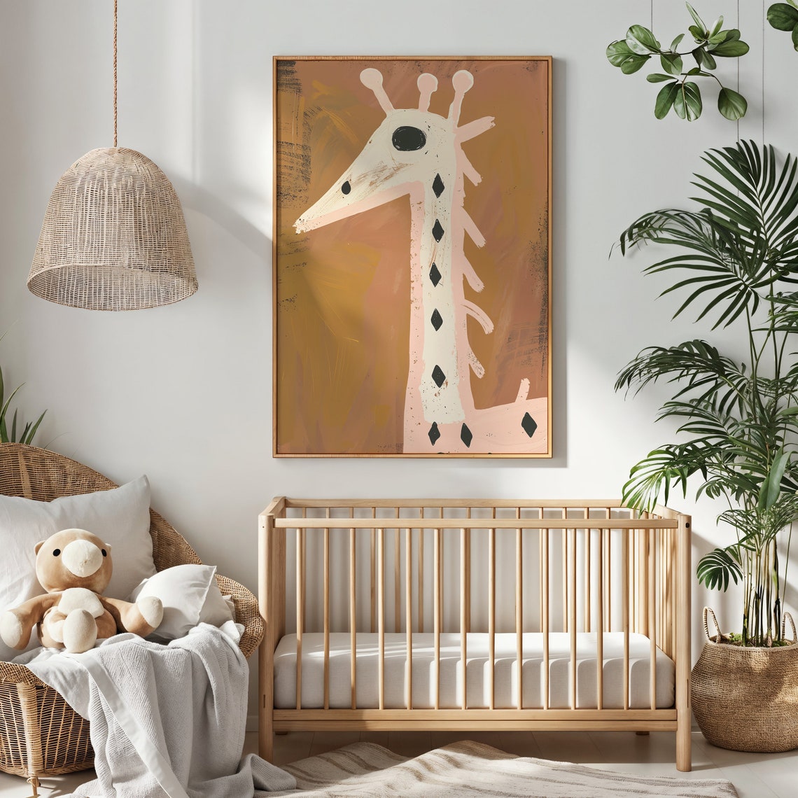 Abstract Giraffe Cream Diamond Spots Caramel Background Nursery Poster - Image 3