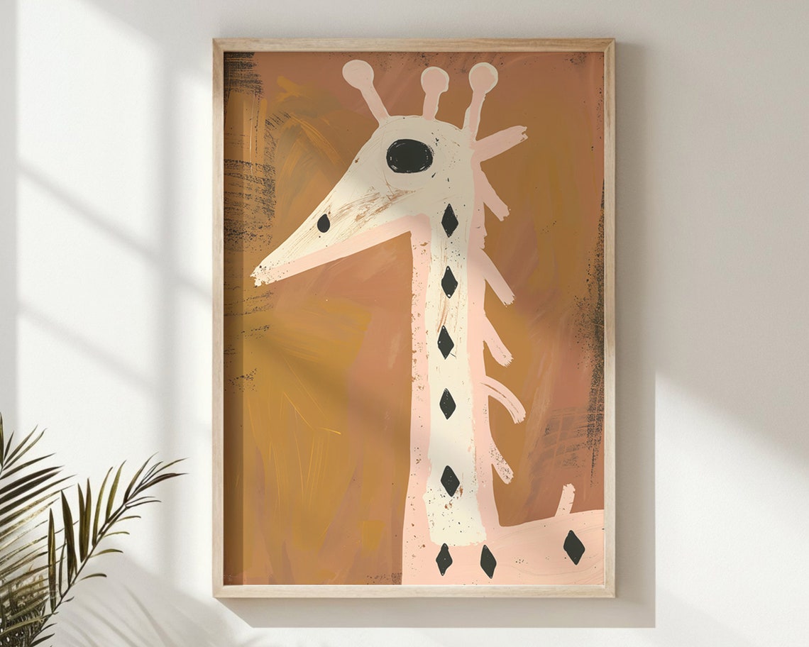 Abstract Giraffe Cream Diamond Spots Caramel Background Nursery Poster