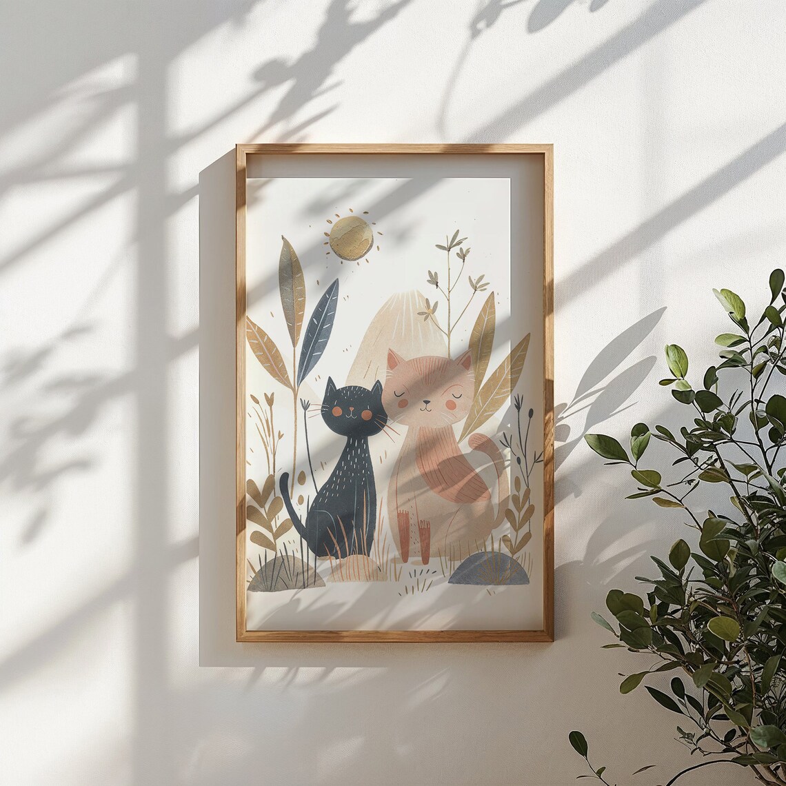 Two Cats in Nature, Whimsical Nursery Art Print - Image 4