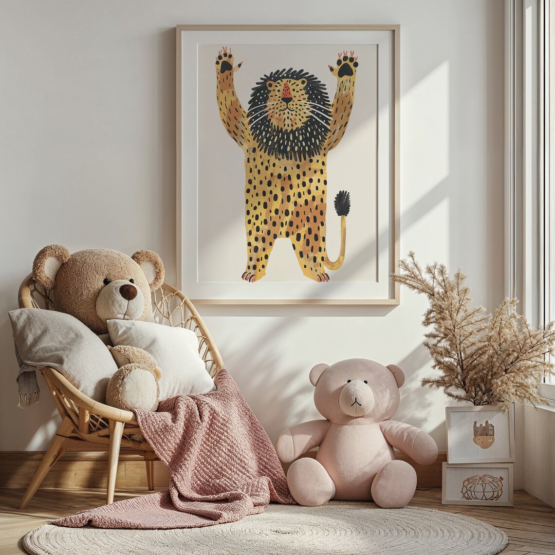 Cheerful Lion Nursery Safari Animal Kids Art Print - Image 5
