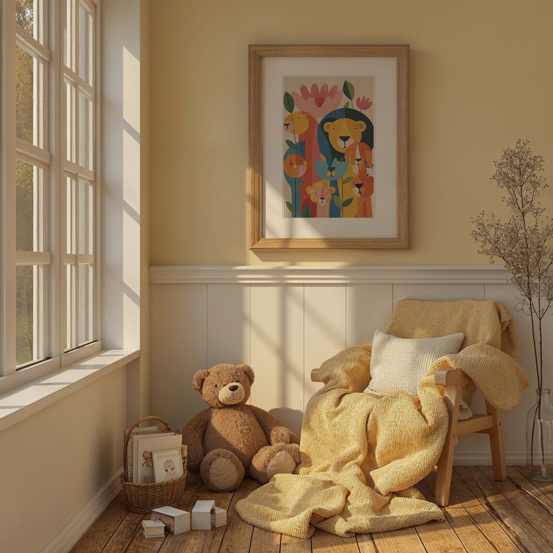 Colorful Lion Family Safari Nursery Art Print - Image 3