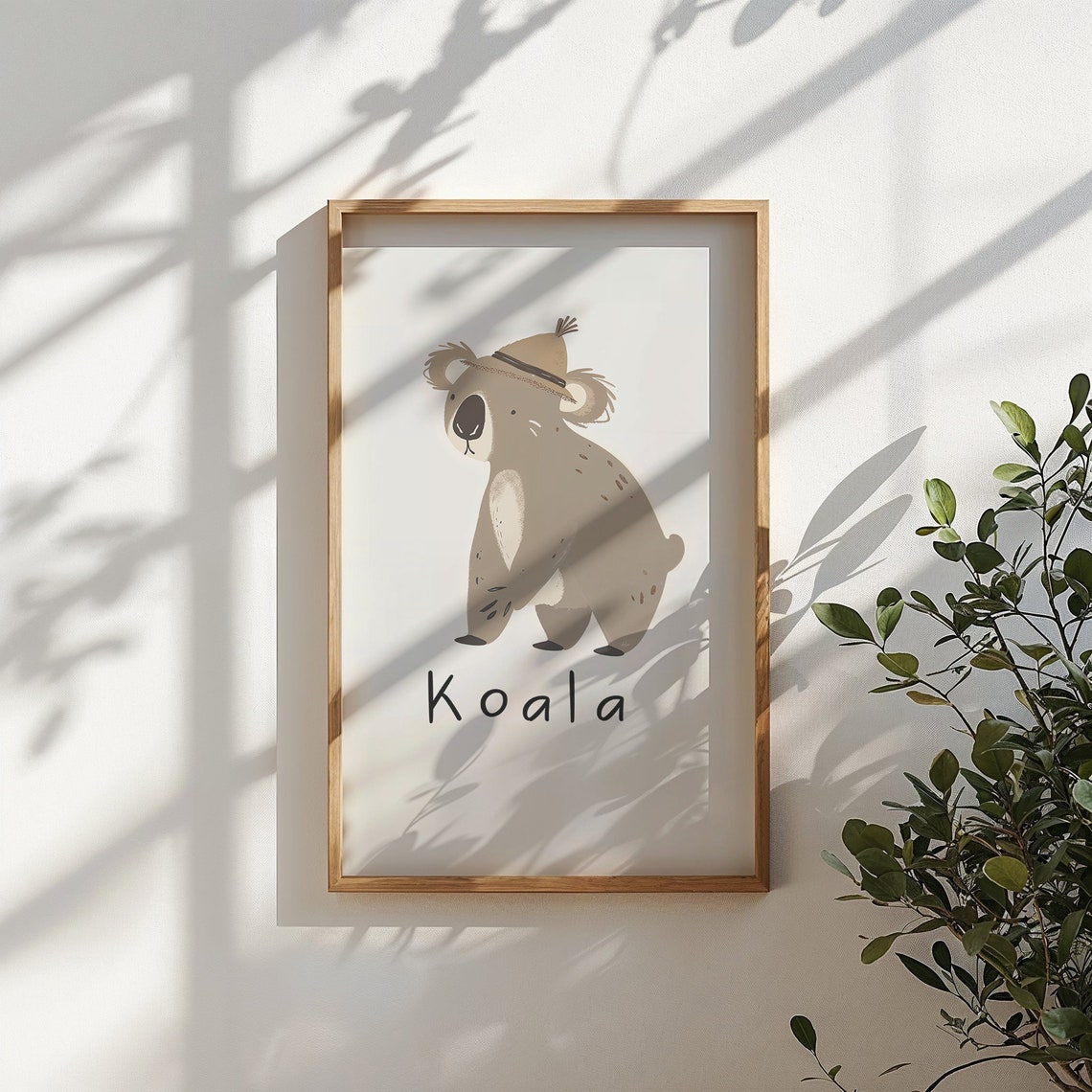 Koala Wearing Hat Cream Background Kids Nursery Bedroom Art Poster - Image 4