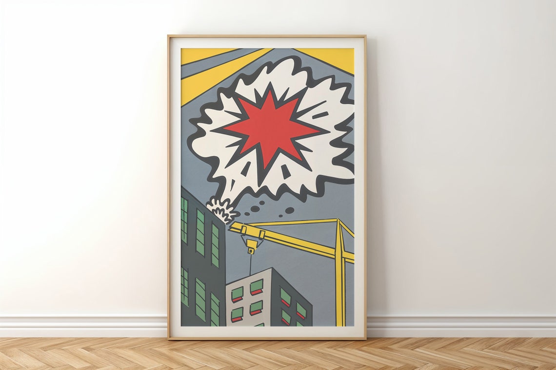 Pop Art City Crane Building Comic Starburst Kids Wall Art Poster - Image 6