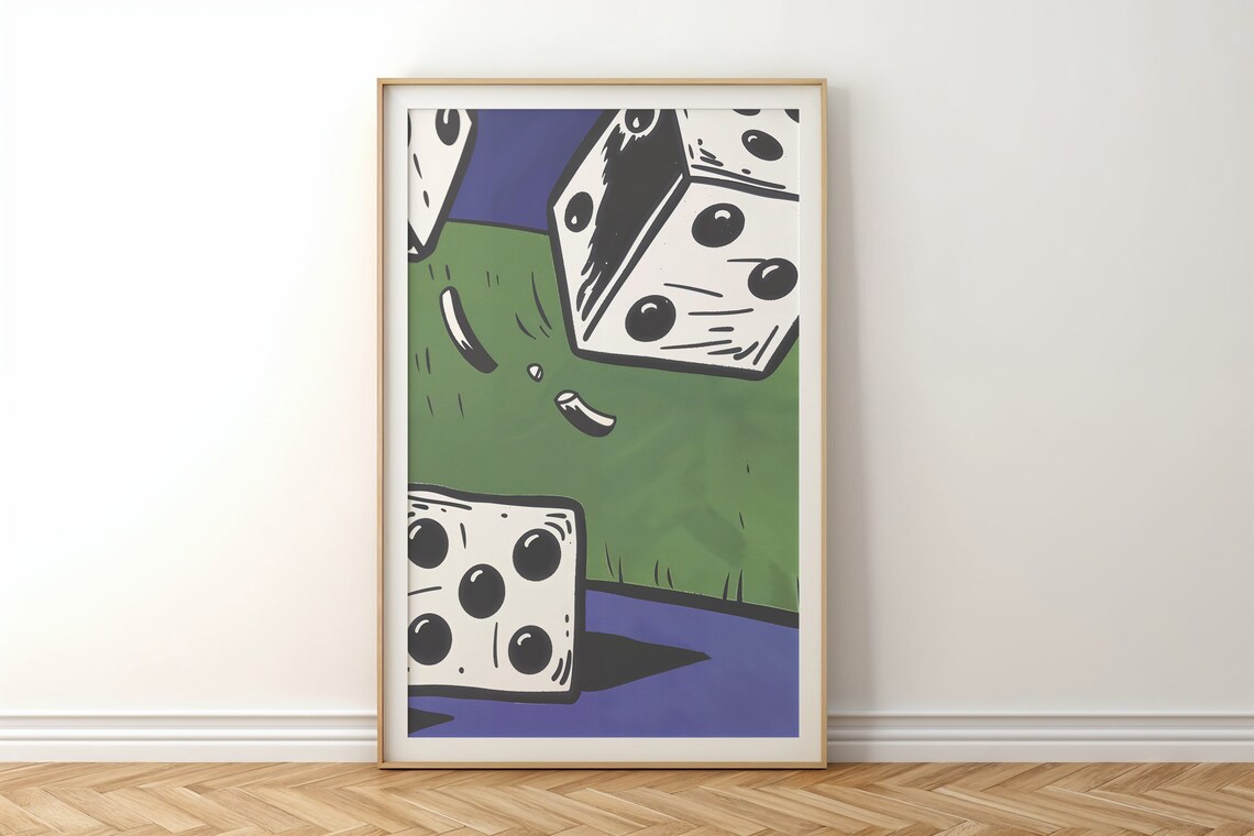 Lucky Dice Night Casino Pop Art Purple Felt Game Room Wall Poster - Image 6