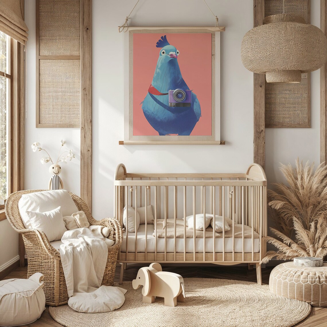 Photographer Pigeon Nursery Art Print, Whimsical Kids Decor - Image 4